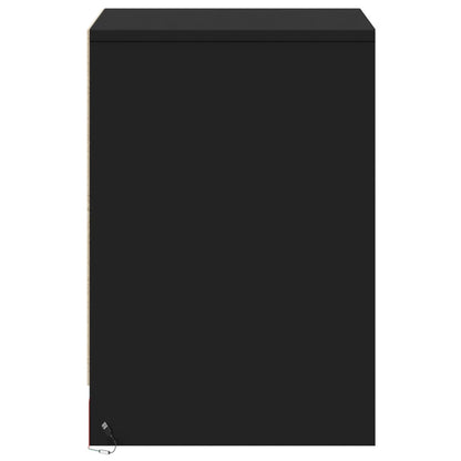 Sängbord med LED-lampor 2 st svart konstruerat trä