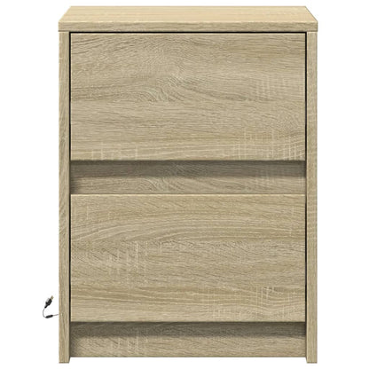 Sängbord med LED-lampor 2 st sonoma-ek konstruerat trä