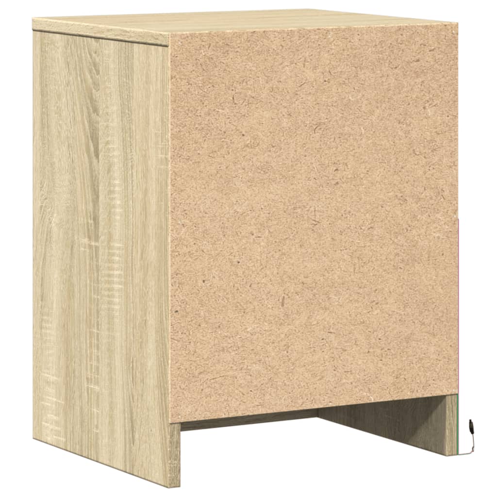 Sängbord med LED-lampor 2 st sonoma-ek konstruerat trä