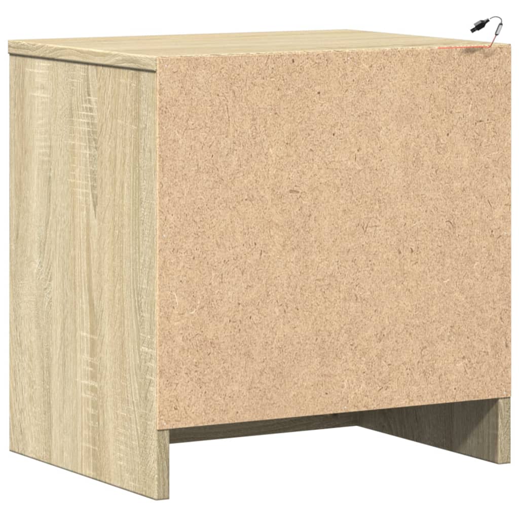 Sängbord med LED-lampor 2 st sonoma-ek konstruerat trä