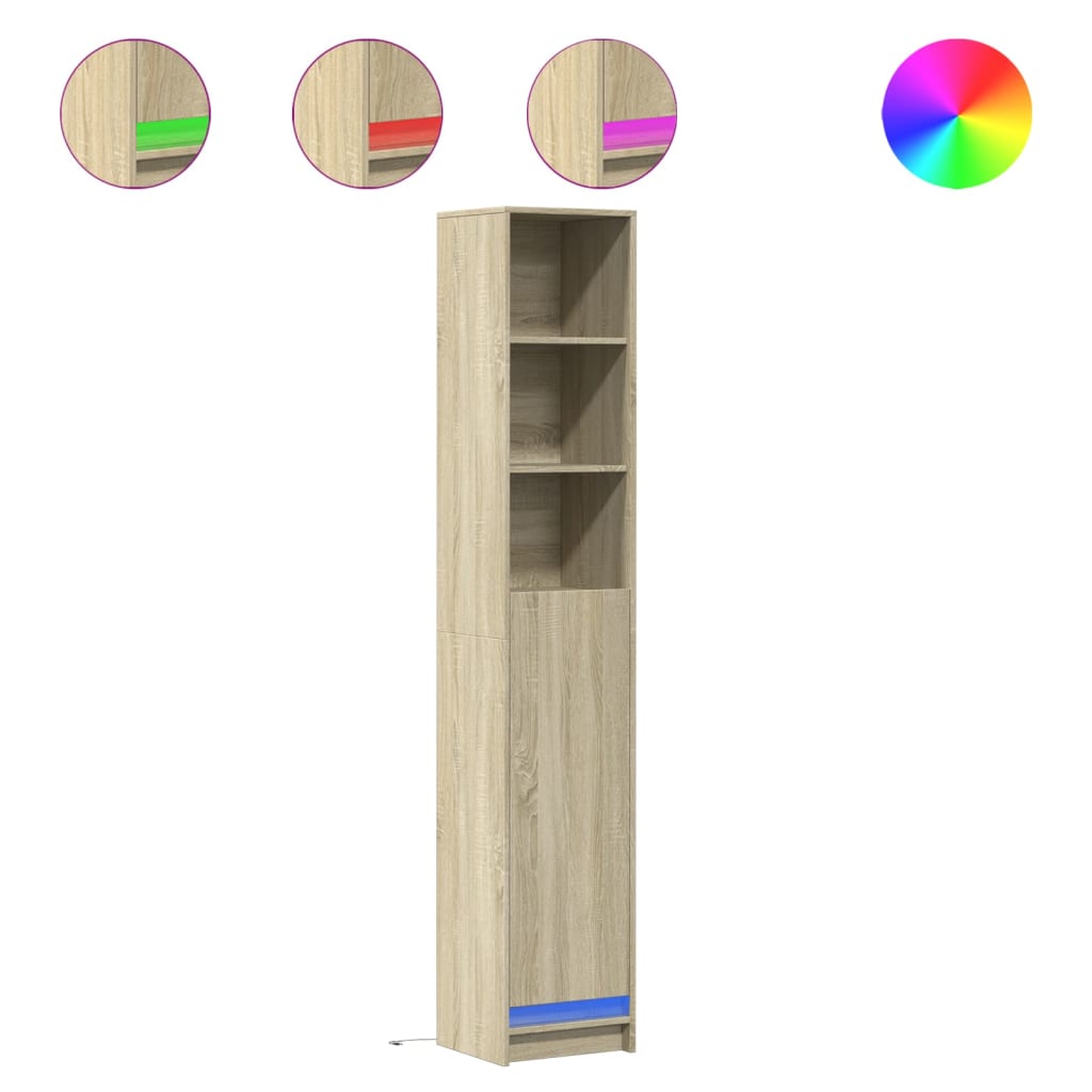 Skänk Sonoma Ek LED 36x32,5x200 cm