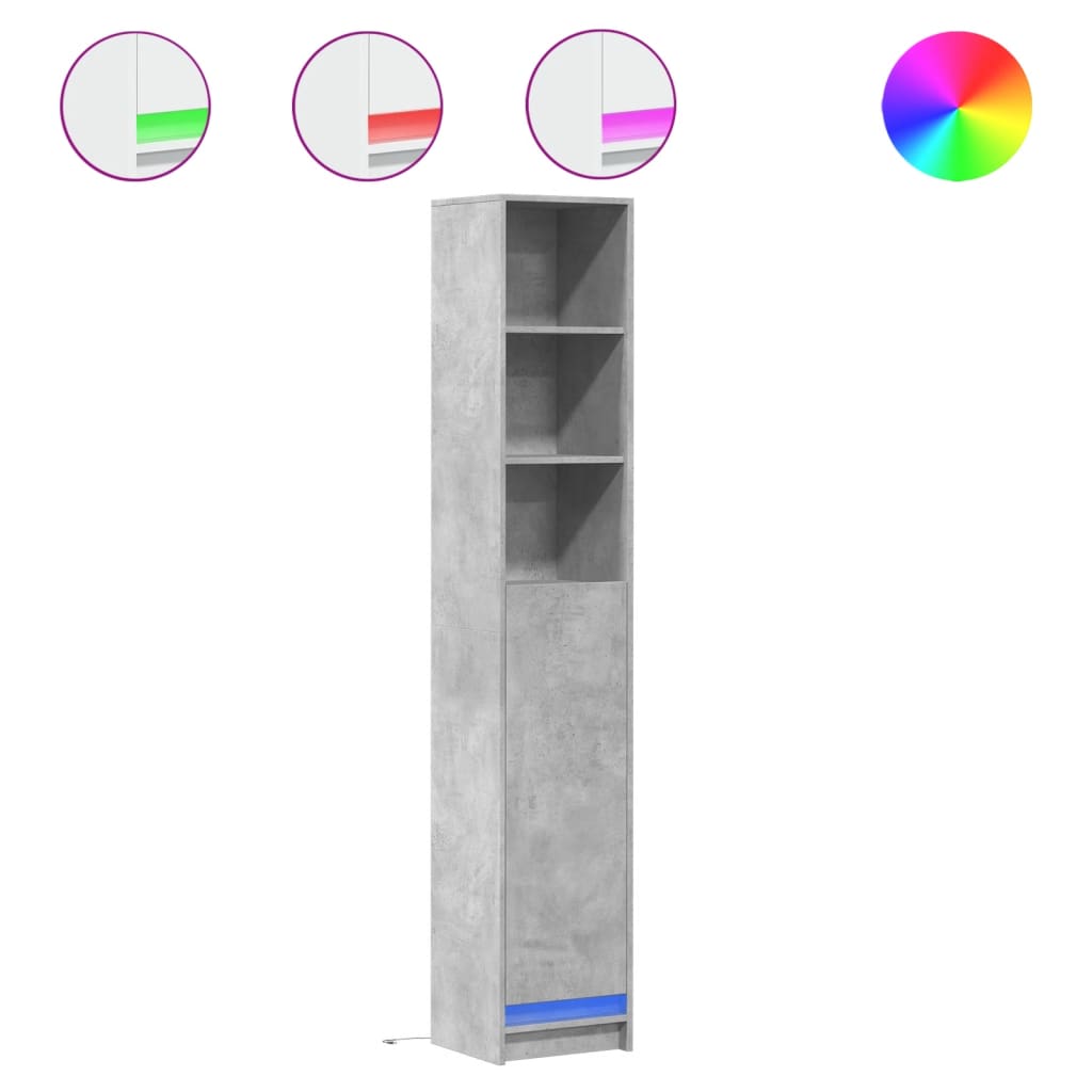 Skänk Betonggrå LED 36x32,5x200 cm