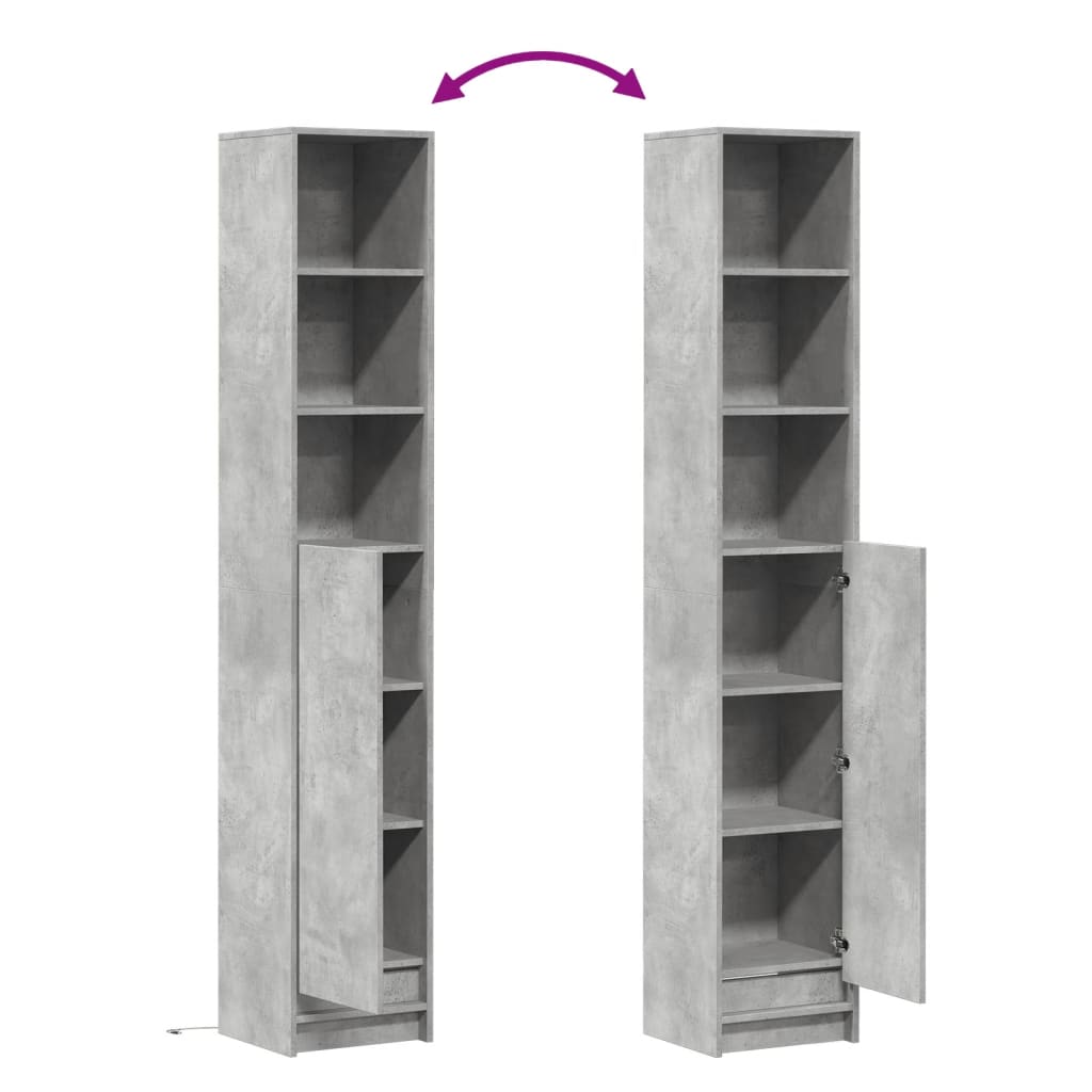 Skänk Betonggrå LED 36x32,5x200 cm