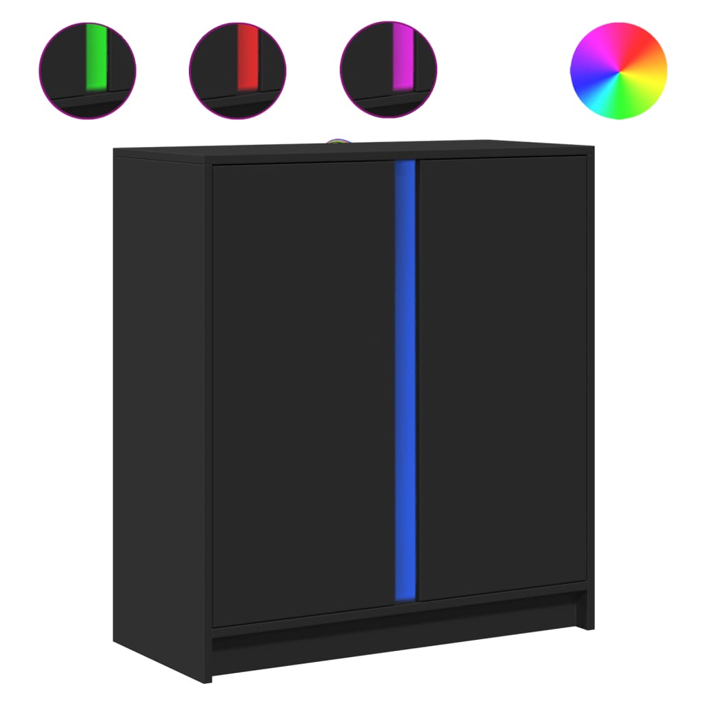 Skänk Svart LED 77x34x85 cm