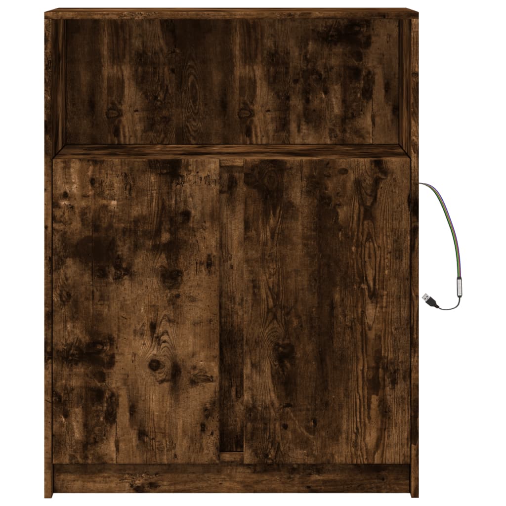 Skänk Rökfärgad Ek LED 77x34x100 cm