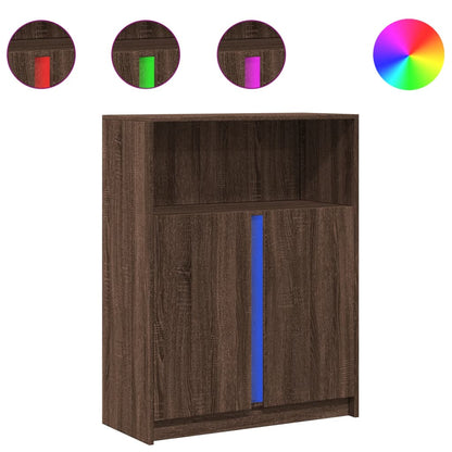 Skänk Brun Ek LED 77x34x100 cm