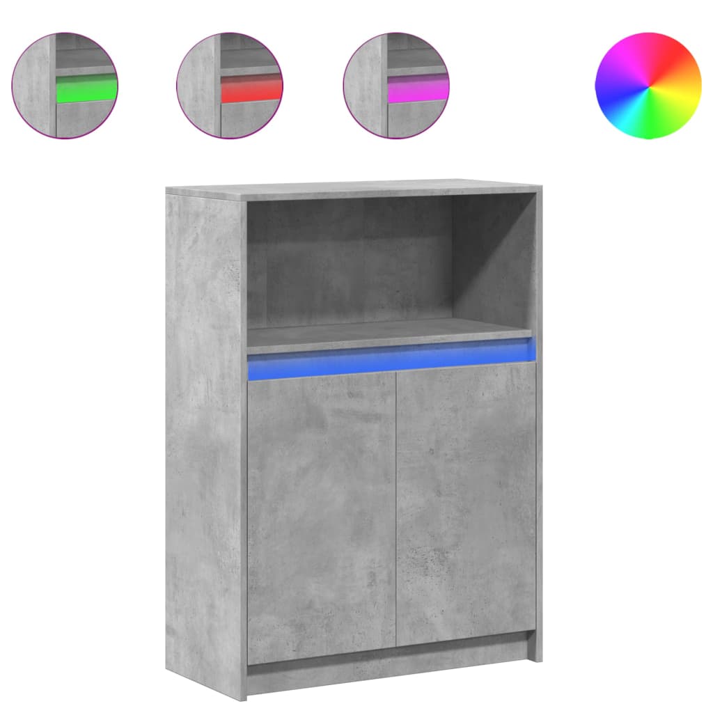 Skänk Betonggrå LED 72x34x100 cm