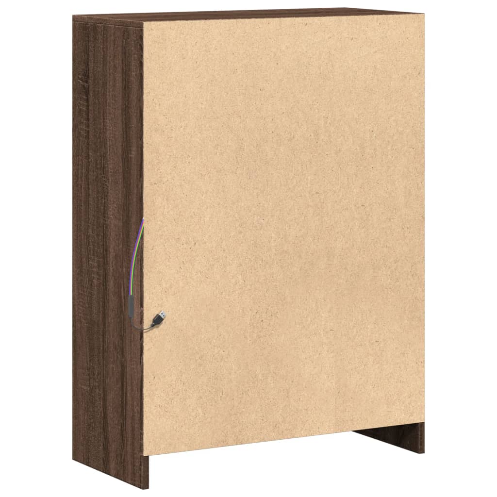 Skänk Brun Ek LED 72x34x100 cm