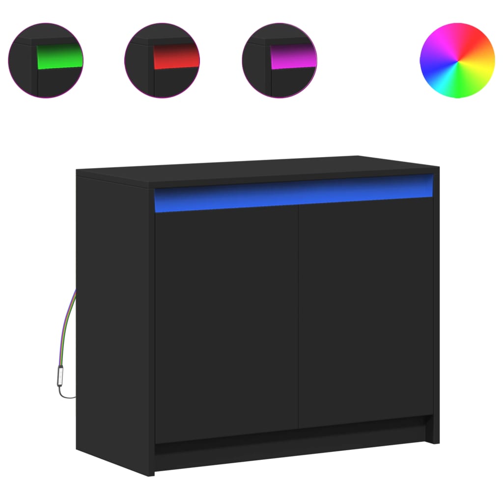 Skänk Svart LED 72x34x61 cm