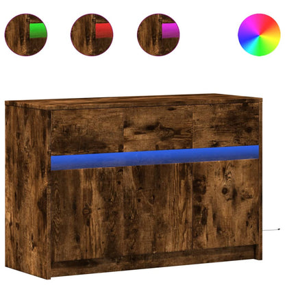 TV-Möbel Rökfärgad Ek TV-Bänk LED 91x34x61 cm