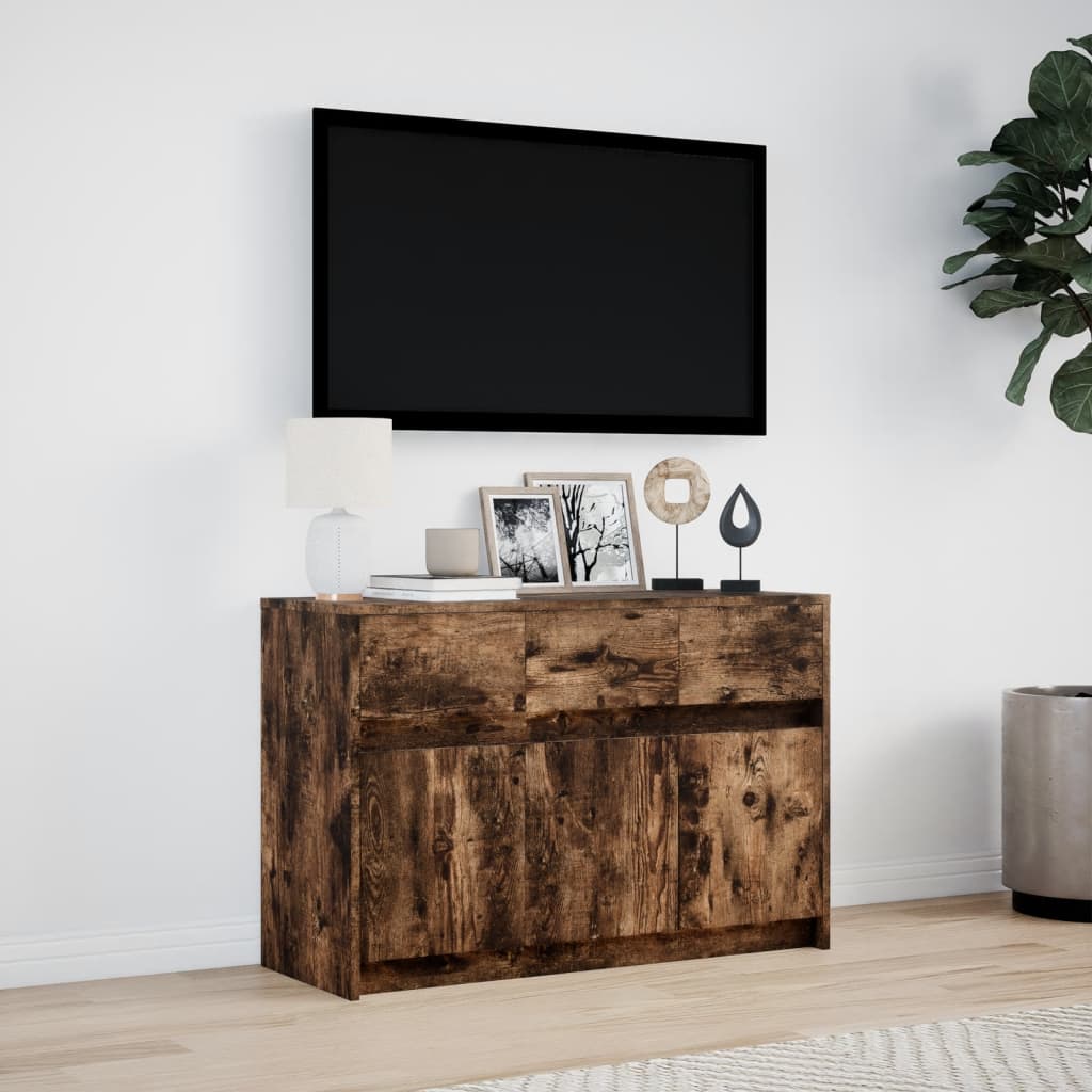 TV-Möbel Rökfärgad Ek TV-Bänk LED 91x34x61 cm