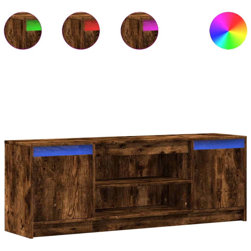 TV-Möbel Rökfärgad Ek TV-Bänk LED 139,5x34x50 cm