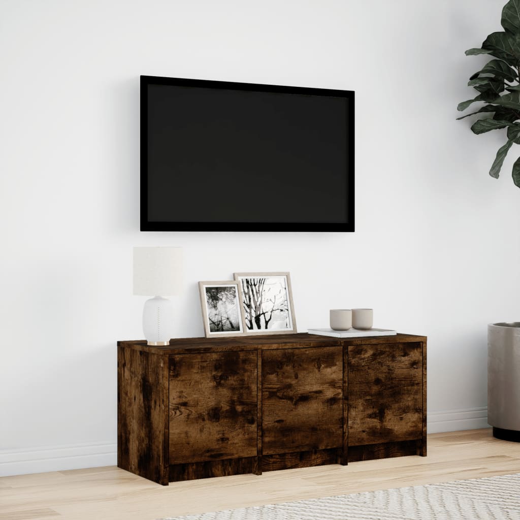 TV-Möbel Rökfärgad Ek TV-Bänk LED 97x34x40 cm