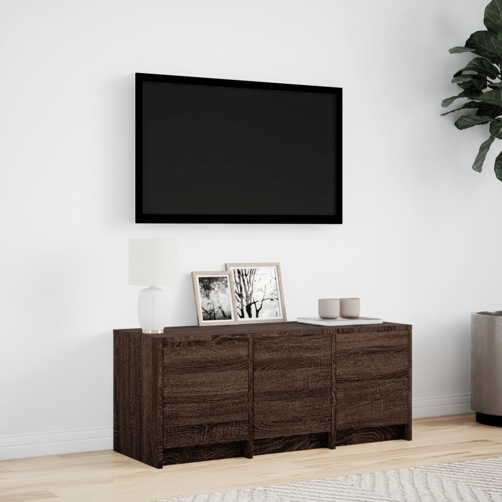 TV-Möbel Brun Ek TV-Bänk LED 97x34x40 cm