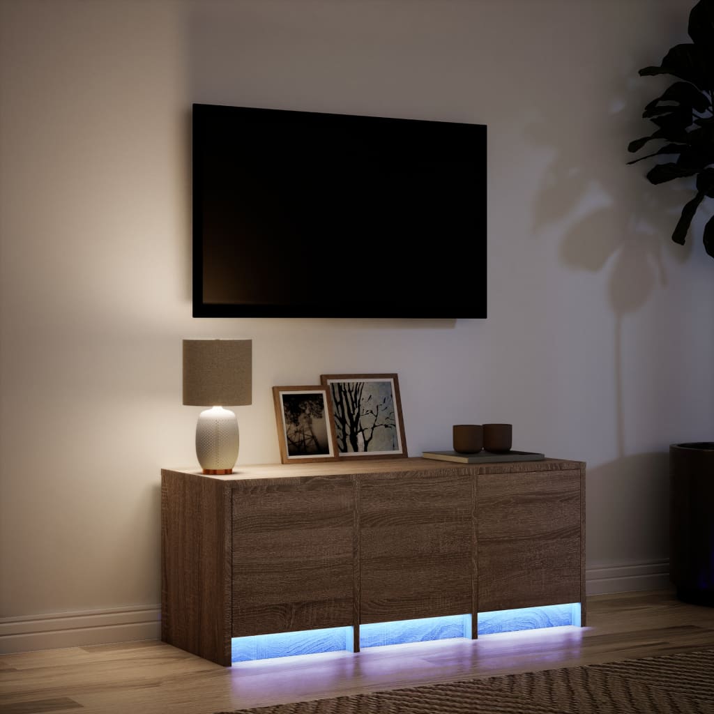 TV-Möbel Brun Ek TV-Bänk LED 97x34x40 cm