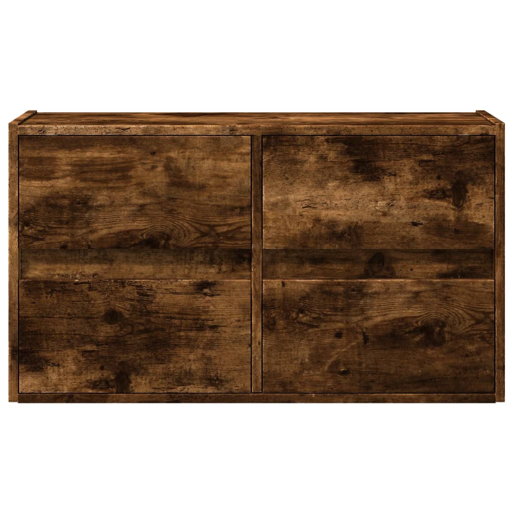 TV-Möbel Rökfärgad Ek Väggmonterad TV-Bänk LED 80x31x45 cm