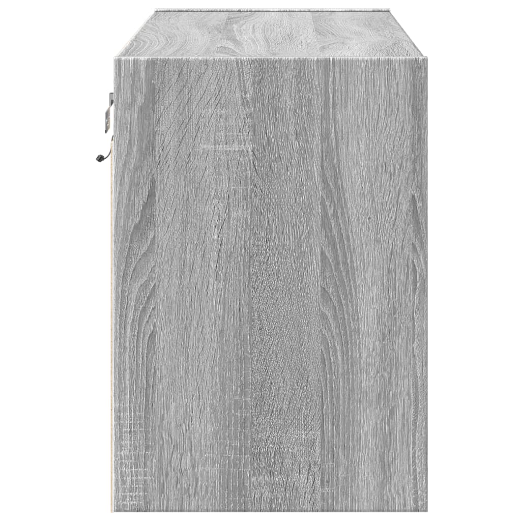 TV-Möbel Sonoma Grå Väggmonterad TV-Bänk LED 80x31x45 cm