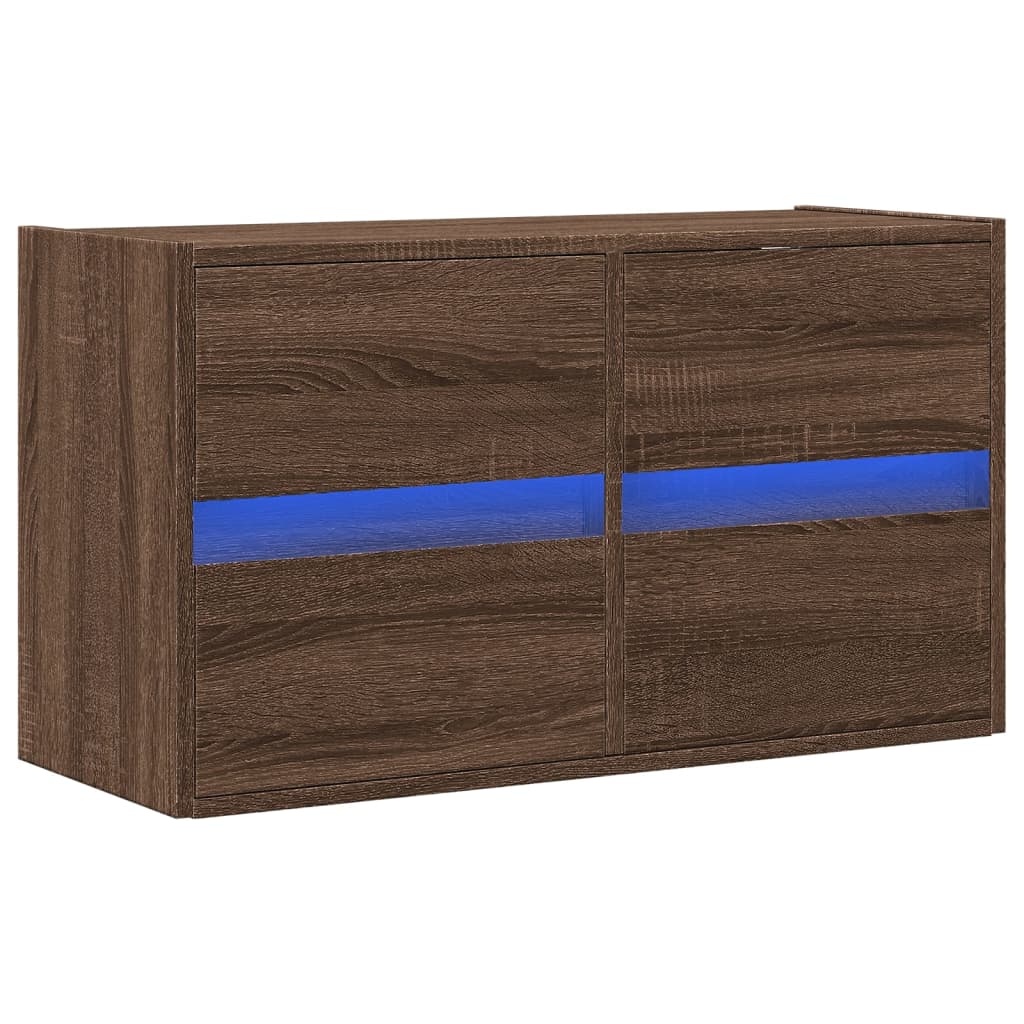 TV-Möbel Brun Ek Väggmonterad TV-Bänk LED 80x31x45 cm