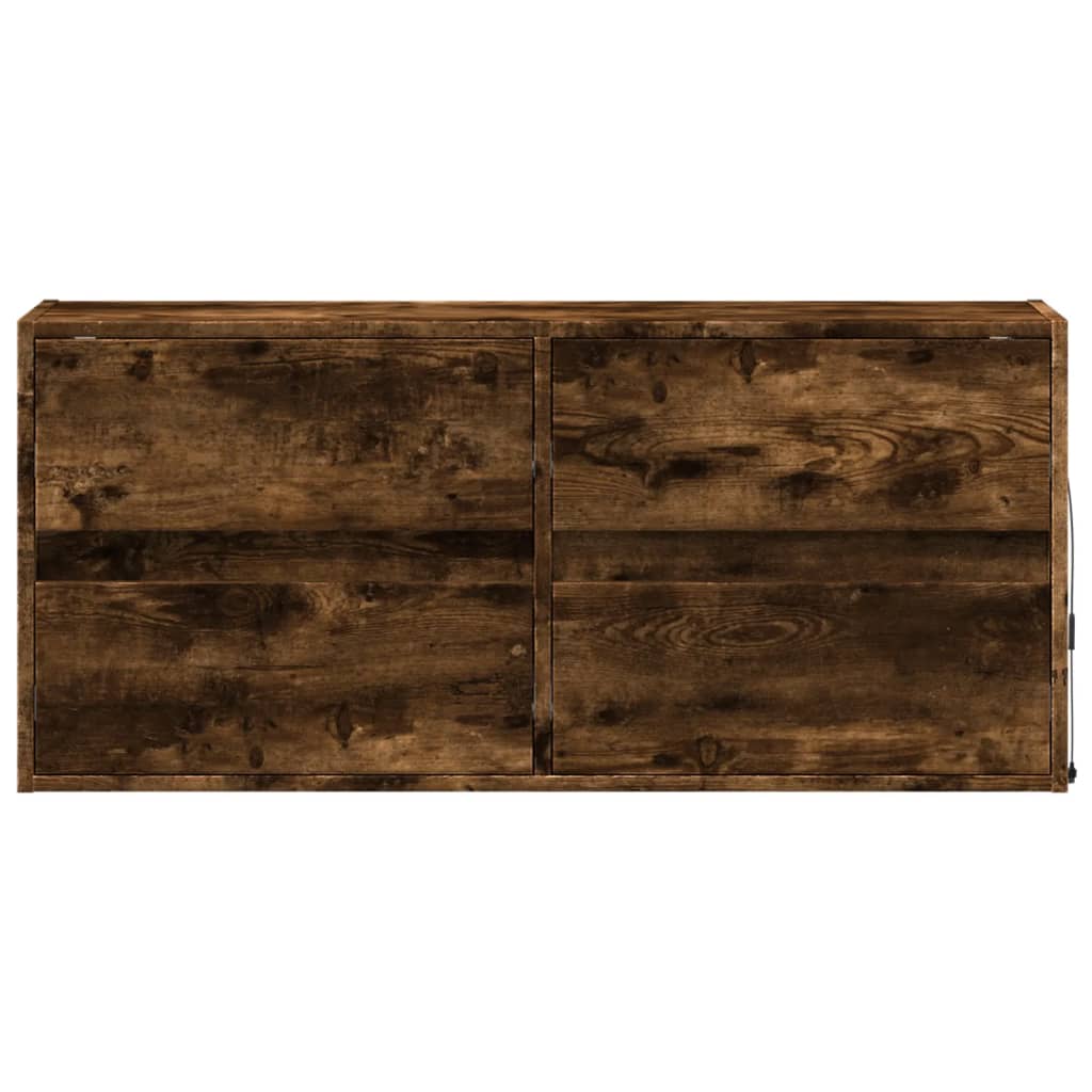 TV-Möbel Rökfärgad Ek Väggmonterad TV-Bänk LED 100x31x45 cm