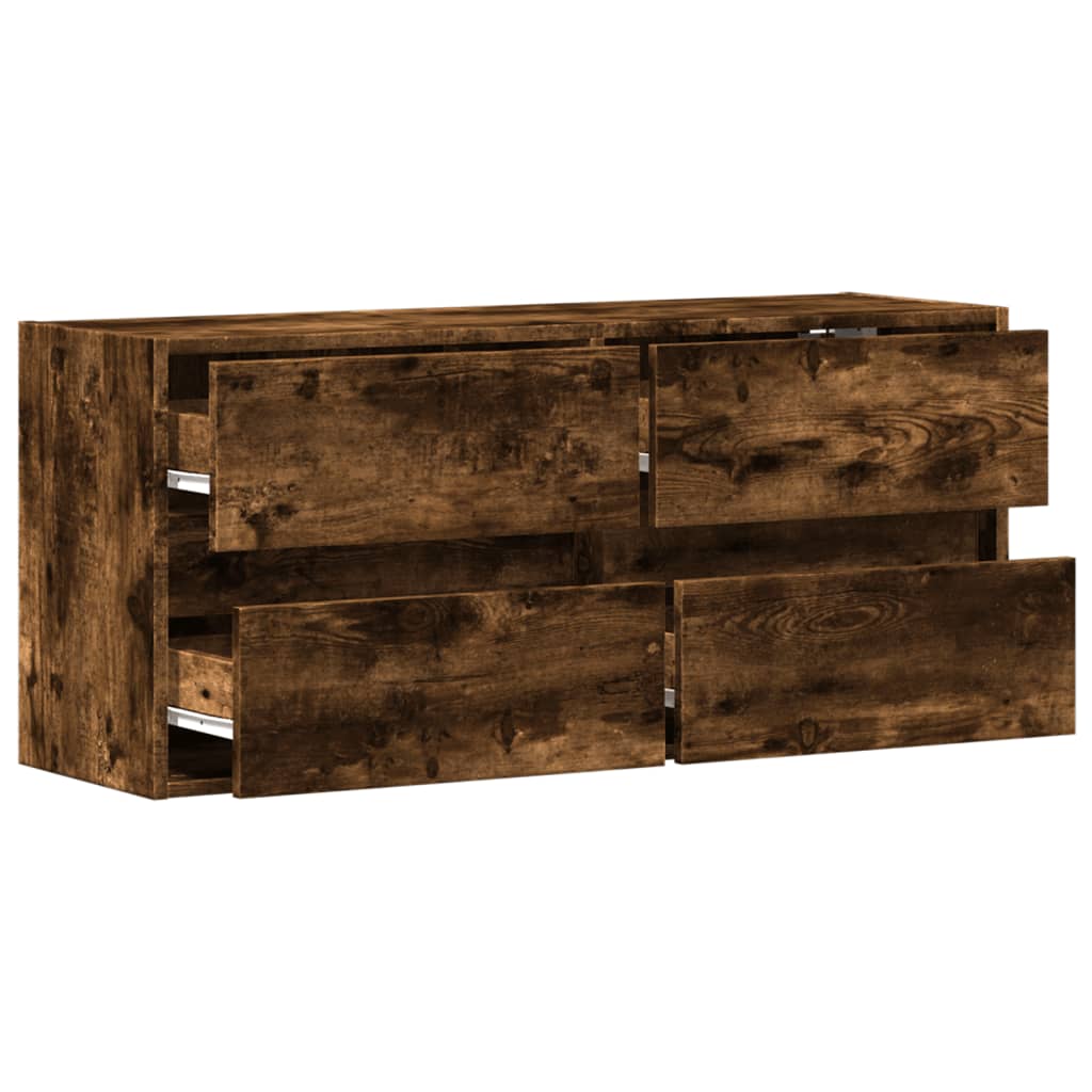 TV-Möbel Rökfärgad Ek Väggmonterad TV-Bänk LED 100x31x45 cm