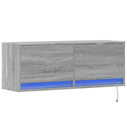 TV-Möbel Sonoma Grå Väggmonterad TV-Bänk LED 100x31x35 cm