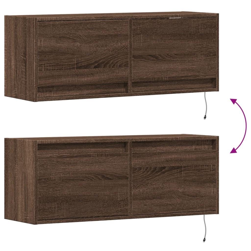 TV-Möbel Brun Ek TV-Bänk LED 100x31x35 cm