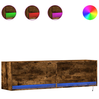 TV-Möbel Rökfärgad Ek Väggmonterad TV-Bänk LED 140x31x38 cm