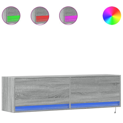 TV-Möbel Sonoma Grå Väggmonterad TV-Bänk LED 140x31x38 cm