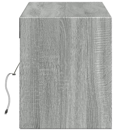 TV-Möbel Sonoma Grå Väggmonterad TV-Bänk LED 140x31x38 cm