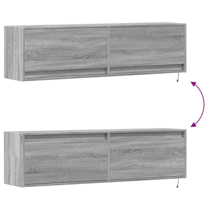 TV-Möbel Sonoma Grå Väggmonterad TV-Bänk LED 140x31x38 cm