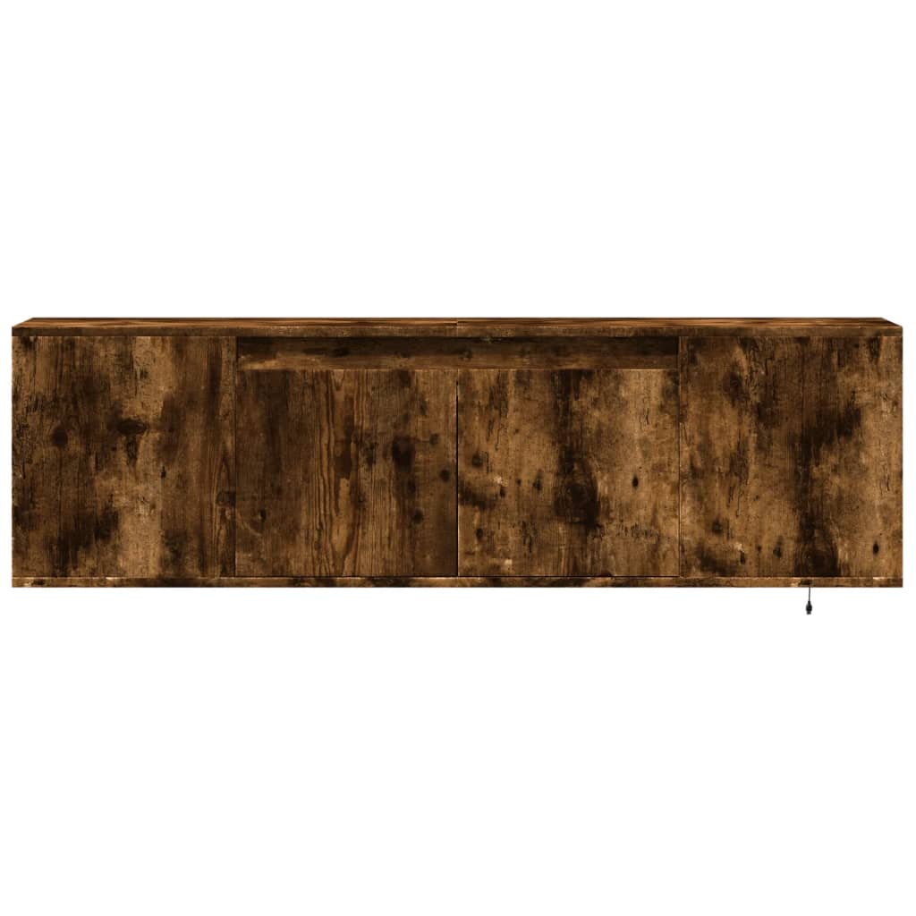 TV-Möbel Rökfärgad Ek Väggmonterad TV-Bänk LED 135x31x39,5 cm