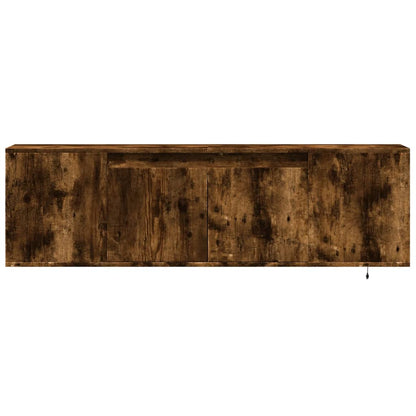 TV-Möbel Rökfärgad Ek Väggmonterad TV-Bänk LED 135x31x39,5 cm