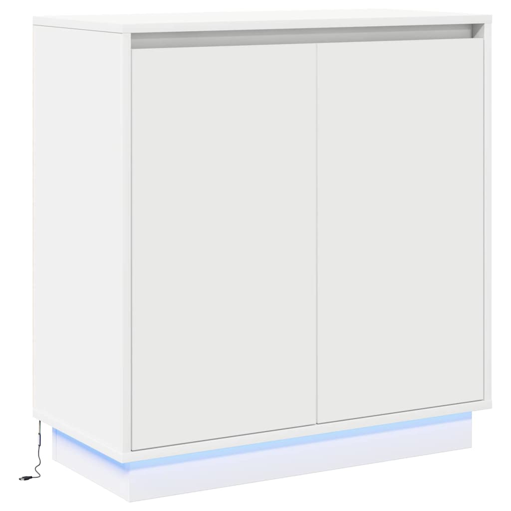 Skänk med LED -remsljus Vit 71 x 34.5 x 75 cm Konstruerat trä