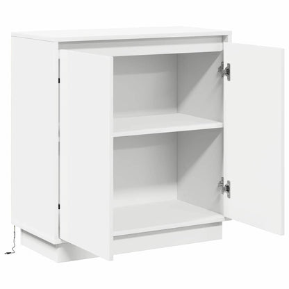 Skänk med LED -remsljus Vit 71 x 34.5 x 75 cm Konstruerat trä