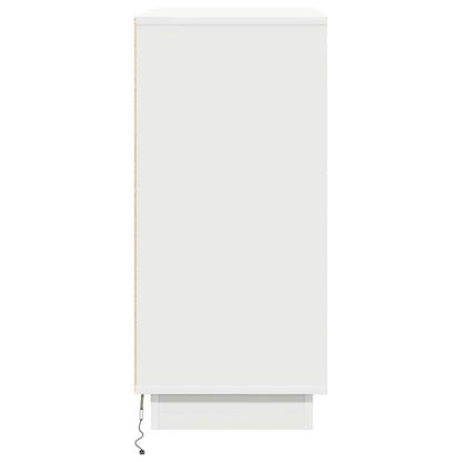 Skänk med LED -remsljus Vit 71 x 34.5 x 75 cm Konstruerat trä