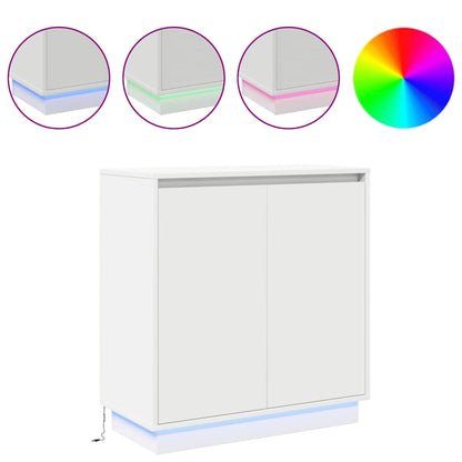 Skänk med LED -remsljus Vit 71 x 34.5 x 75 cm Konstruerat trä