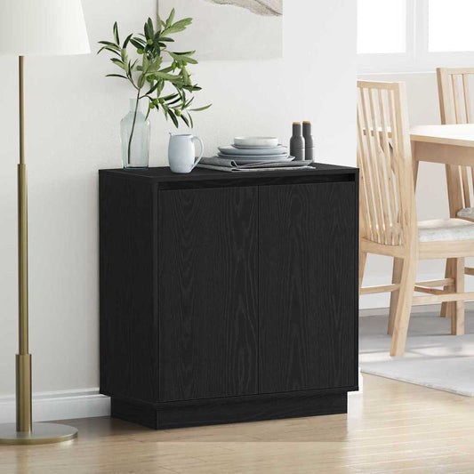 Skänk med hylla Svart Ek 71 x 34.5 x 75 cm Konstruerat trä