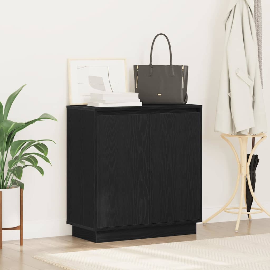 Skänk med hylla Svart Ek 71 x 34.5 x 75 cm Konstruerat trä