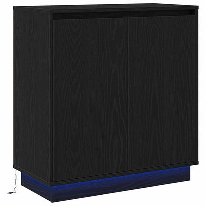 Skänk med hylla Svart Ek 71 x 34.5 x 75 cm Konstruerat trä