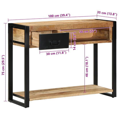 Avlastningsbord Konsollbord Trä 100x35x75 cm massivt grovt Trä mango