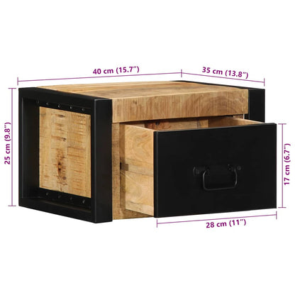 Sängbord 2 st 40x35x25 cm massivt grovt trä mango