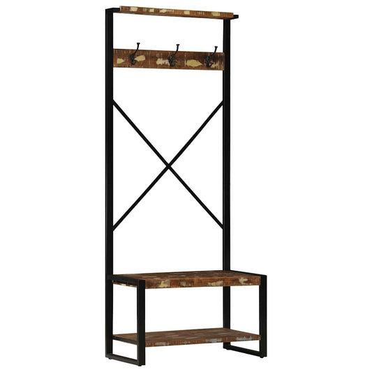 Hallmöbel flerfärgad 80x40x190 cm massivt Trä återvunnet