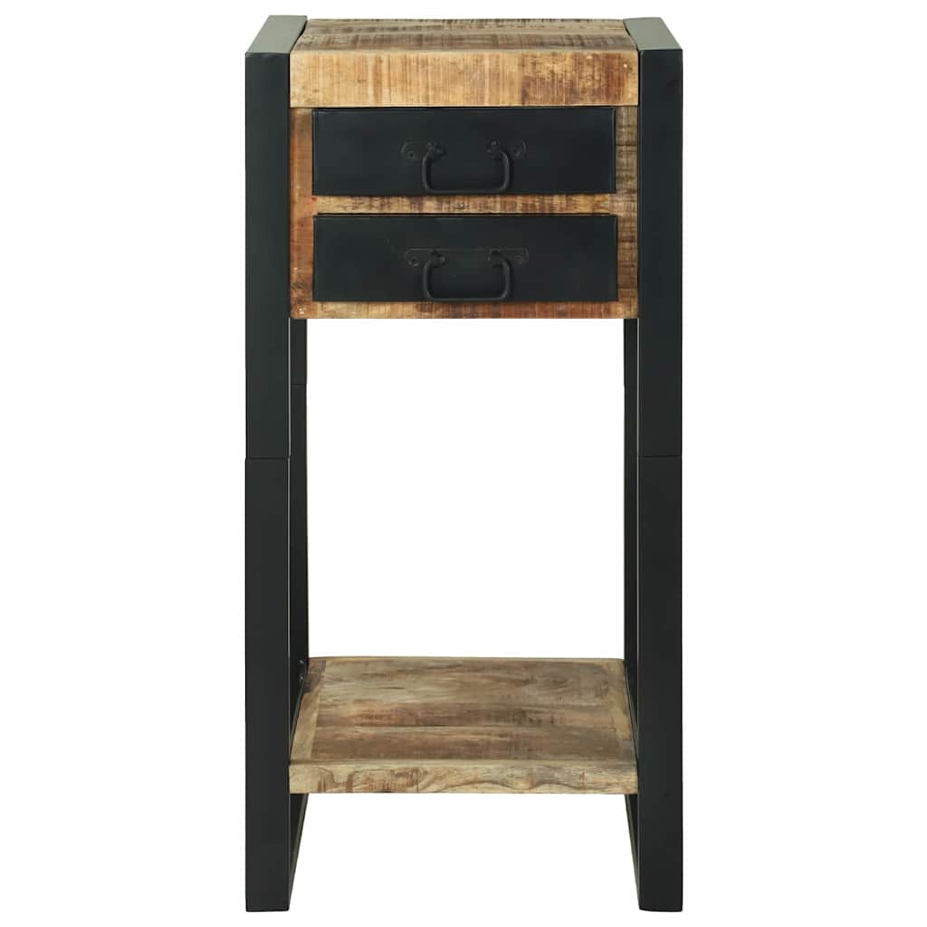 Sidobord med låda Brun 40 x 40 x 80 cm Massivt grovt mangoträ