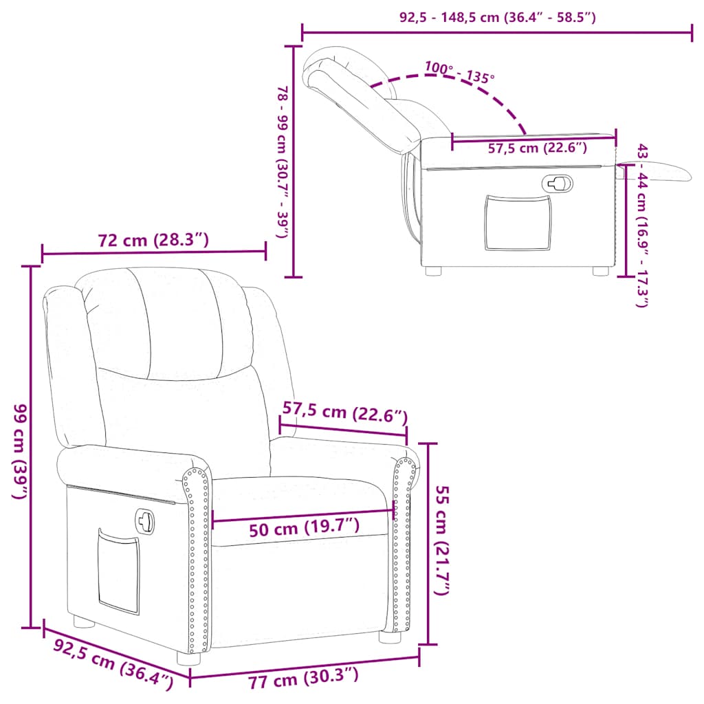 Fåtölj Svart Reclinerfåtölj glansig konstläder