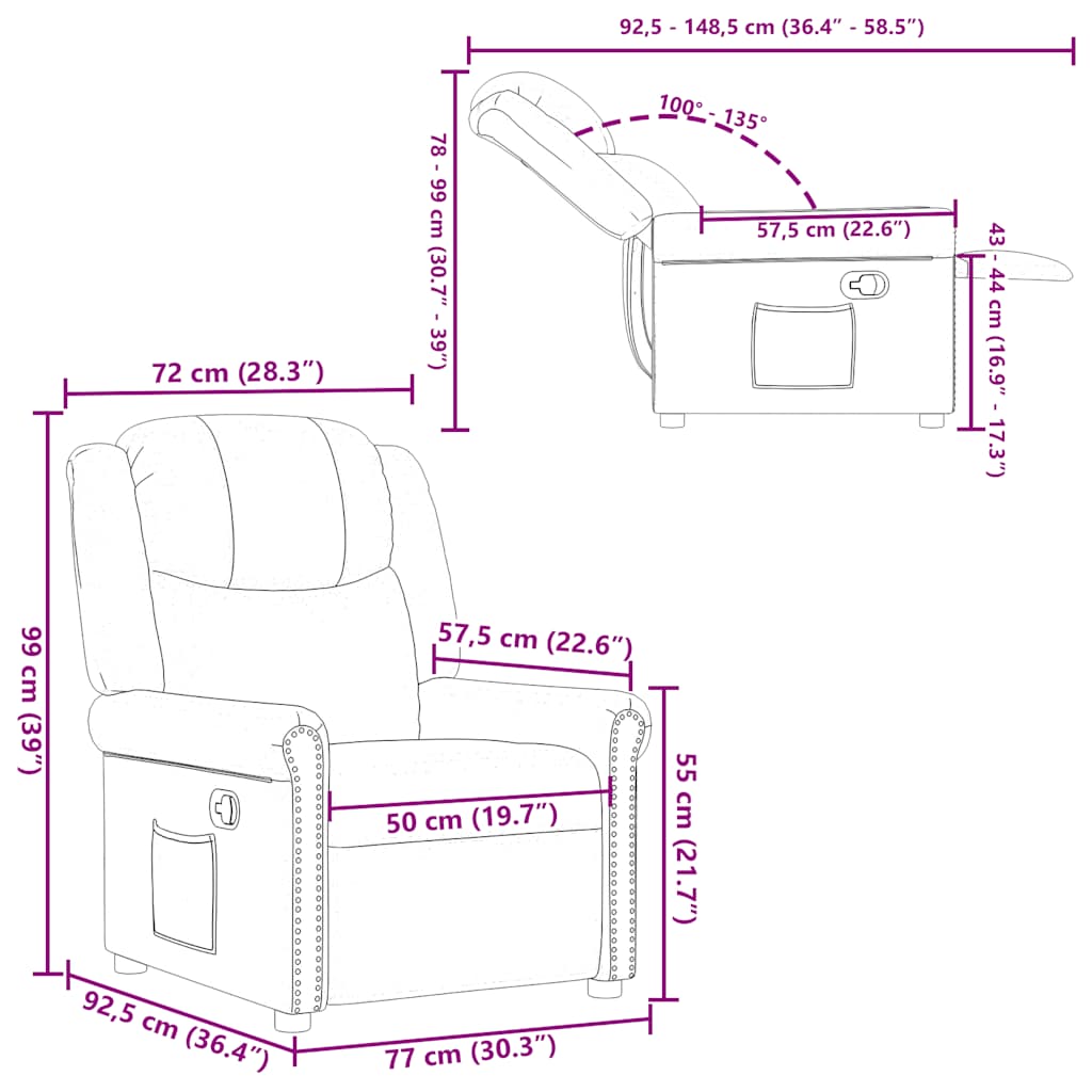Fåtölj Brun Reclinerfåtölj glansig konstläder