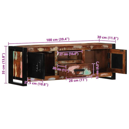 TV-Möbel Trä TV-Bänk 100x30x35 cm massivt Trä återvunnet