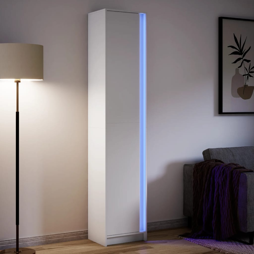 Skåp Vit med LEDs 41,5x32,5x200 cm