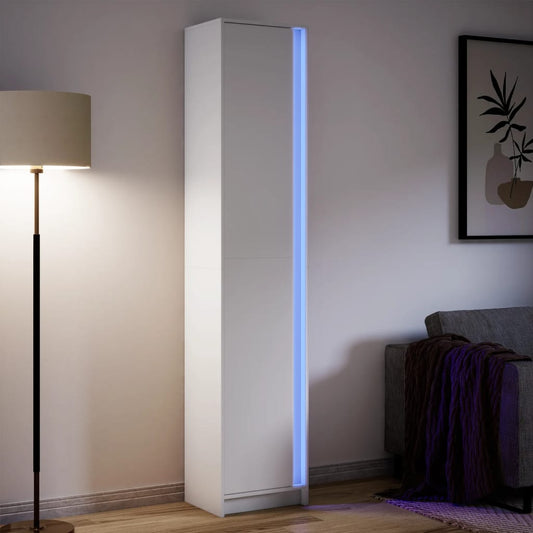 Skåp Vit med LEDs 41,5x32,5x200 cm