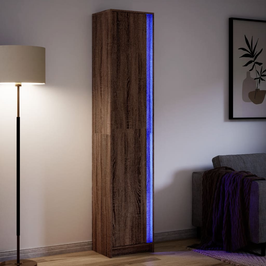 Skåp Brun Ek med LEDs 41,5x32,5x200 cm