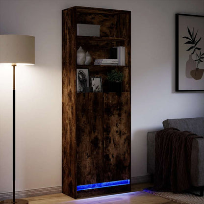 Skåp Rökfärgad Ek med LEDs 69x32,5x200 cm
